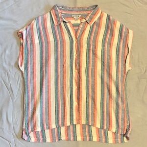 Orvis Striped Linen Blend Button-Down Short Sleeve